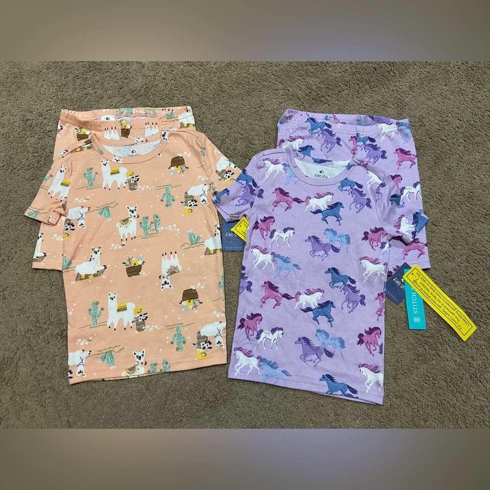 FISH STIX By Stitch Fix Girls Size 8 & 10 Lot Of 2 Summer Pajama Sets NWT Cotton